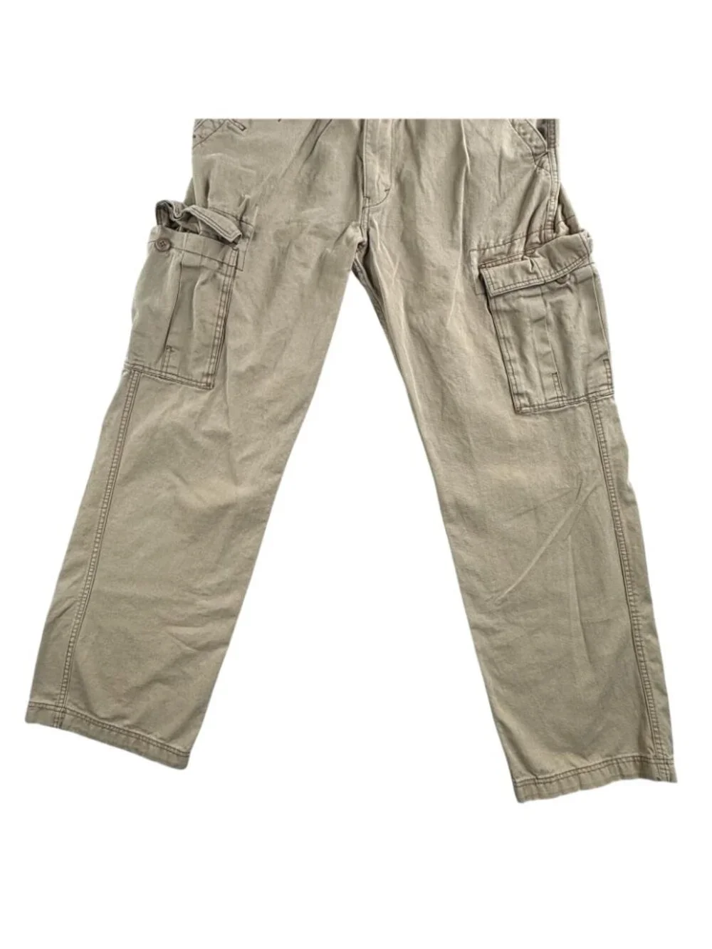 Vintage 701 Levis Cargo Pants Mens 34x34 Beige Loose Straight Relaxed Workwear